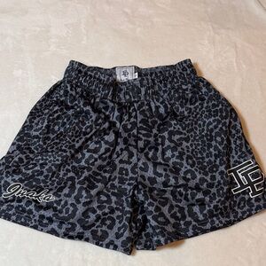 Black Leopard Print Shorts by INAKA